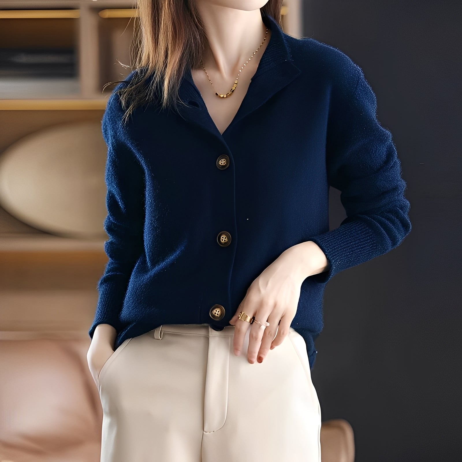 Eleganter, lässig geschnittener Cardigan mit Knöpfen für Frauen