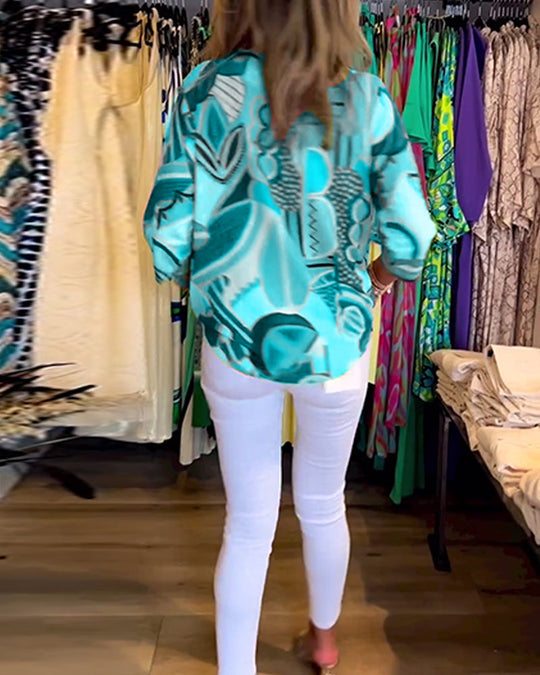 Bunte Langärmlige Bluse mit Print