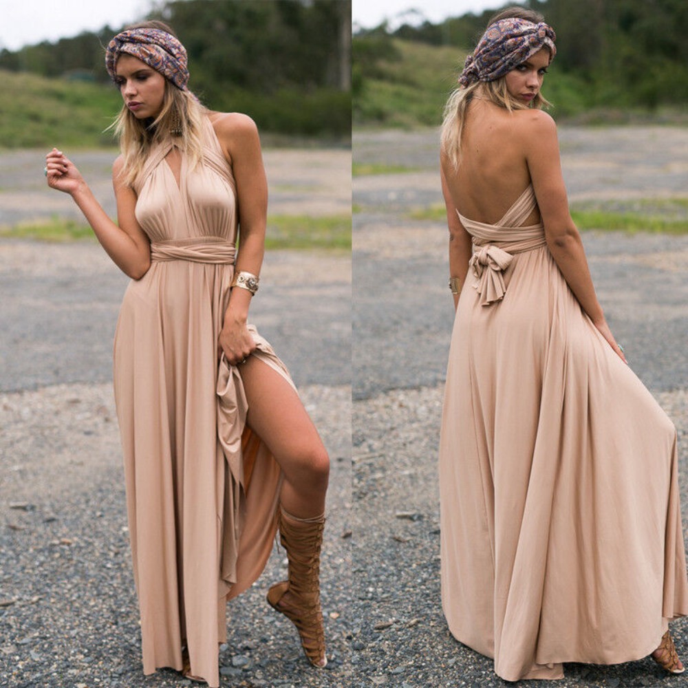 Elegante Damen Infinity Kleid Schickes Wickel Sommerkleid