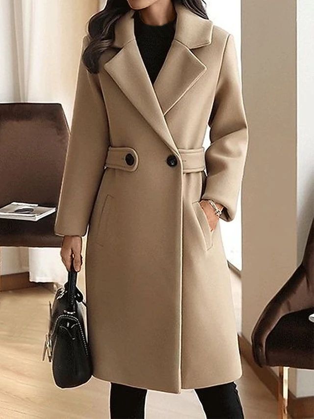 Winter Wollmantel Gürtel Slim