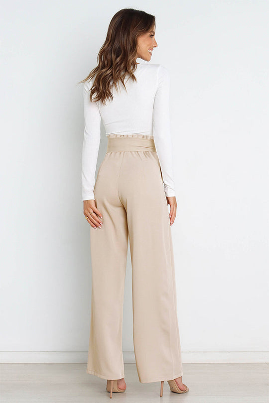 Hohe Taille Paperbag Hose mit Schleifendetail