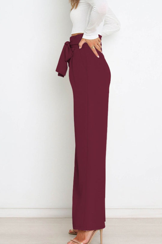 Hohe Taille Paperbag Hose mit Schleifendetail