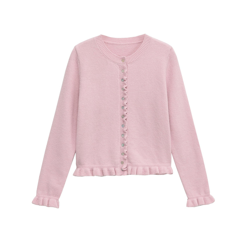 Damen-Cardigan mit Knöpfen, schickes Lagen-Oberteil