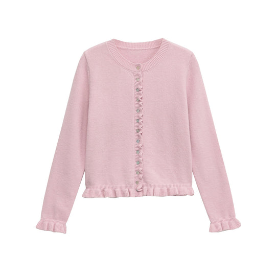 Damen-Cardigan mit Knöpfen, schickes Lagen-Oberteil