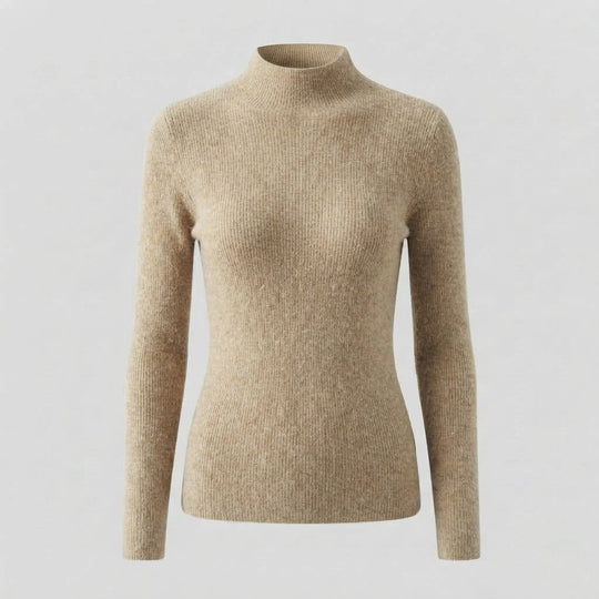 Damen Eleganter Slim-Fit Rollkragenpullover aus flauschigem Angora-Mix mit feiner Rippstruktur Shop Nory