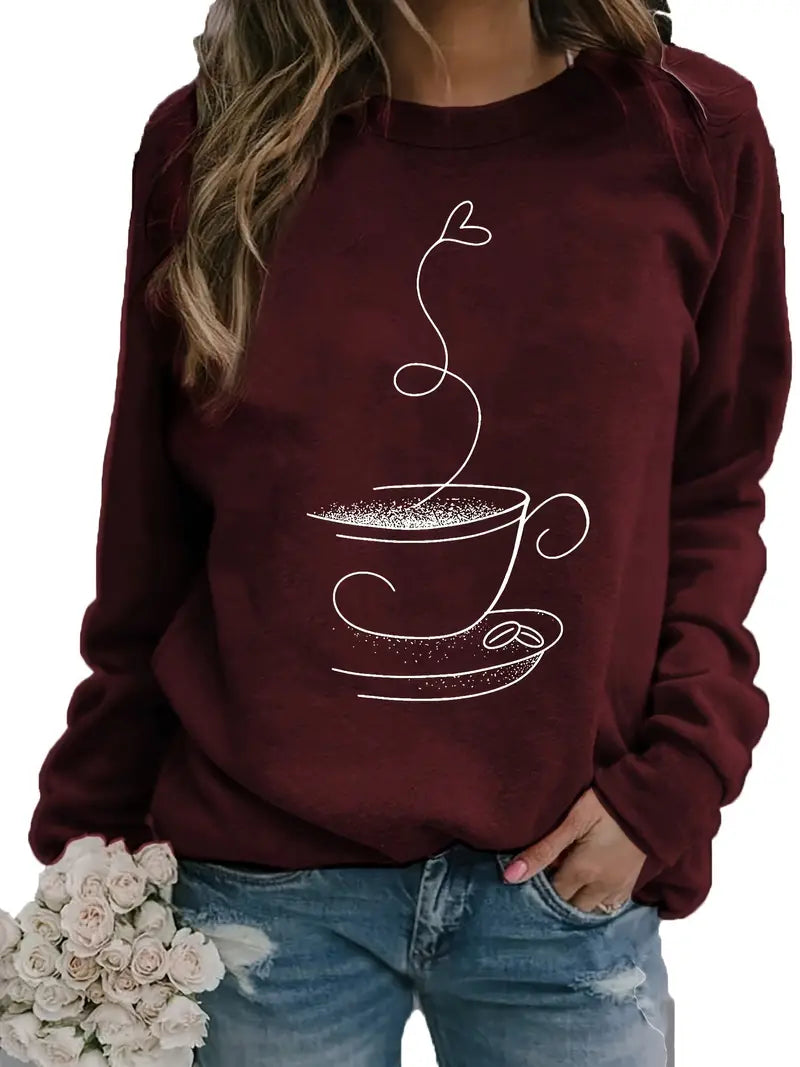 Gemütliches Kaffee Grafisch Sweatshirt