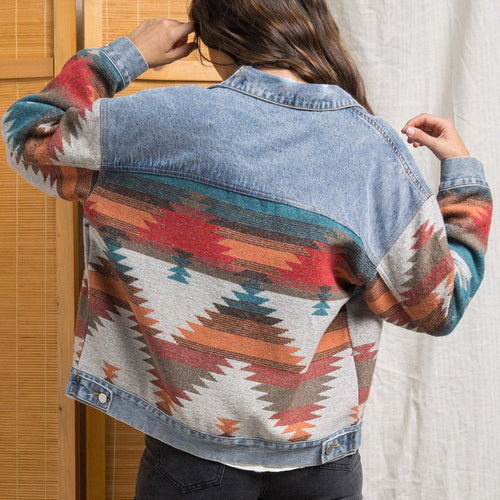 Shopnory | Western-inspirierte Denimjacke Einzigartig und Stilvoll Boho-look