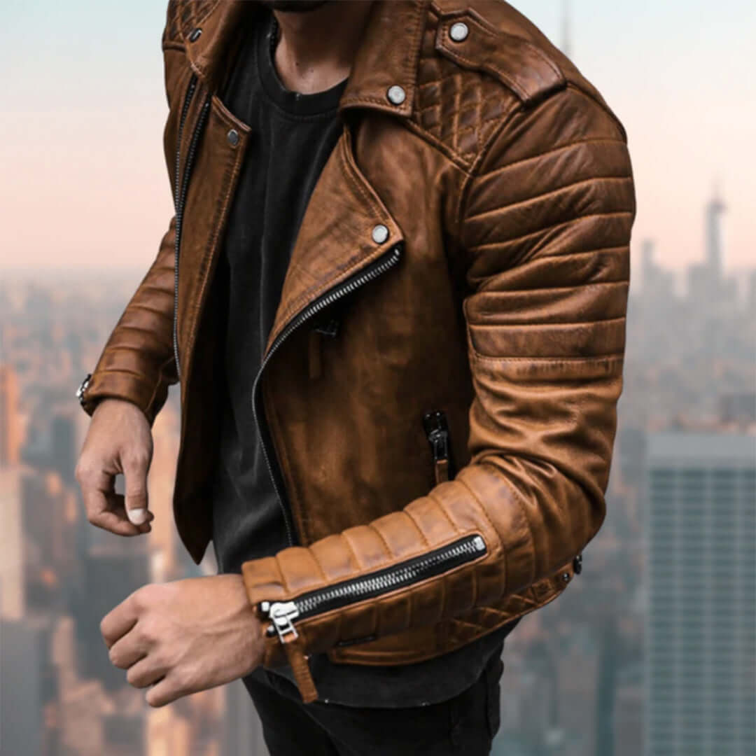 Herren Leder Bikerjacke