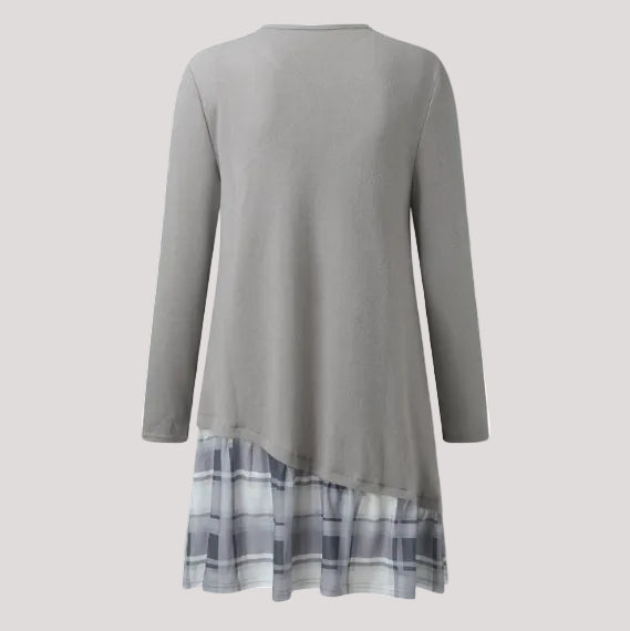 Langärmeliges kariertes Kleid