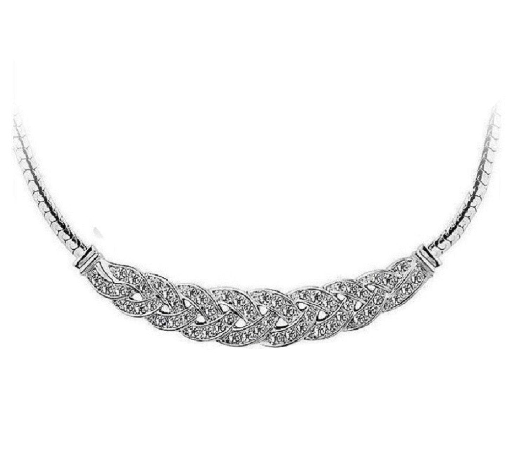 Damen Silber Kristall Verdrehte Kette Choker Halskette | Shop Nory
