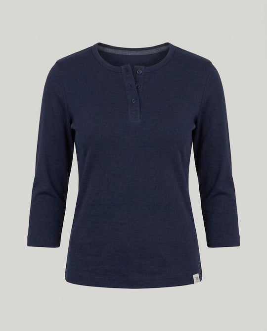 Damen Geripptes Henley-Cropped-Shirt mit Dreiviertelärmeln Shop Nory