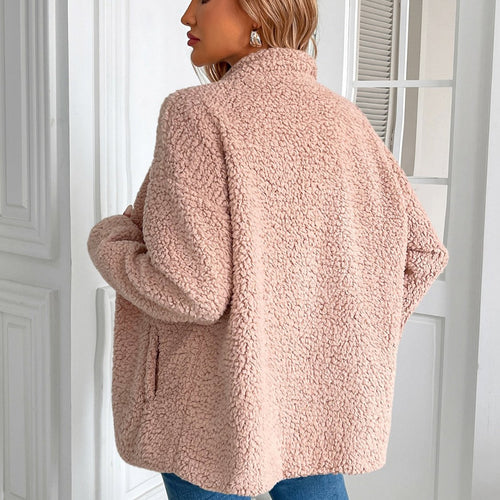 Lässige Winter Zip-Up Fuzzy Jacke für Damen