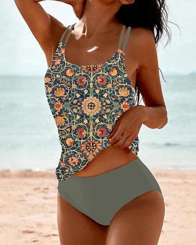 Bedruckter Tankini mit Doppelten Trägern