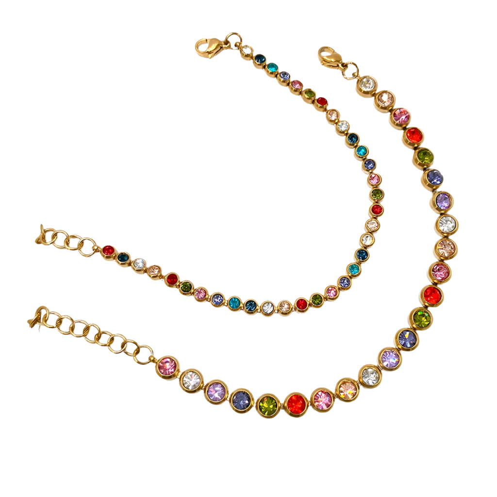 Armband "Bella" mehrfarbig mit Steinen in Edelstahl - 14k vergoldet | Shop Nory