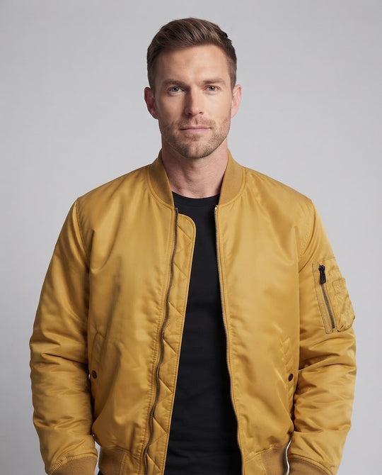 Herren Nylon-Bomberjacke im Aviator-Style mit gesteppter Thermo-Innenlage und Ärmel-Utilitytasche Shop Nory