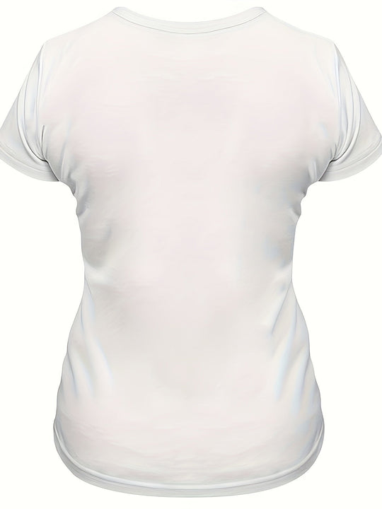 Damen T-Shirt Sommershirt mit Hühnerdruck, Rundhalsausschnitt, Kurze Ärmel, Lässig und Komfortabel