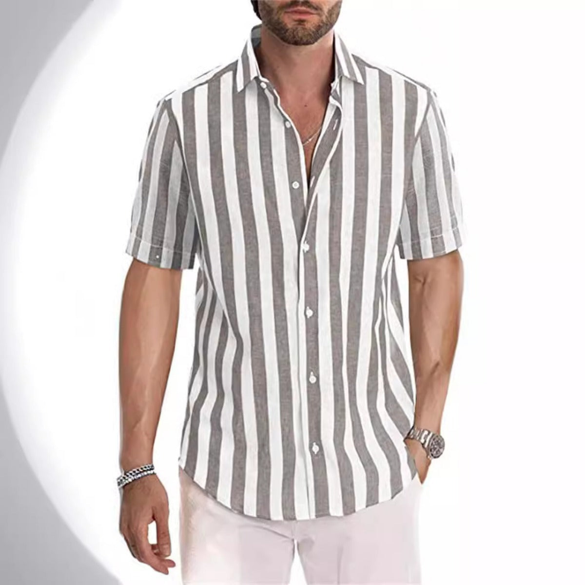 Herren Hemd mit gestreiftem Revers
