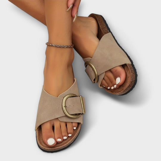 Stilvolle Schnallen Slide Sandalen