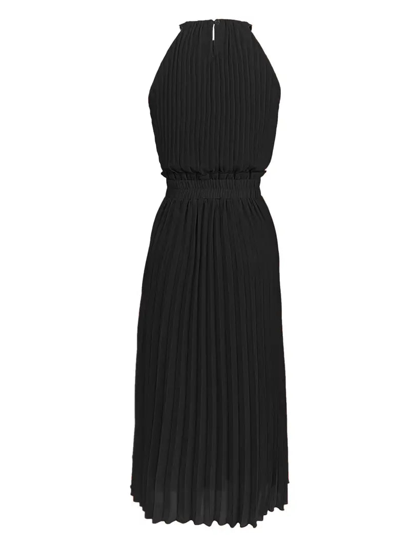 Shopnory | Elegantes X-Sommer Midikleid mit Rundhalsausschnitt und Gesch Gathered Taille