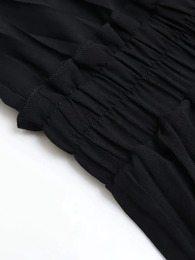 Shopnory | Elegantes X-Sommer Midikleid mit Rundhalsausschnitt und Gesch Gathered Taille