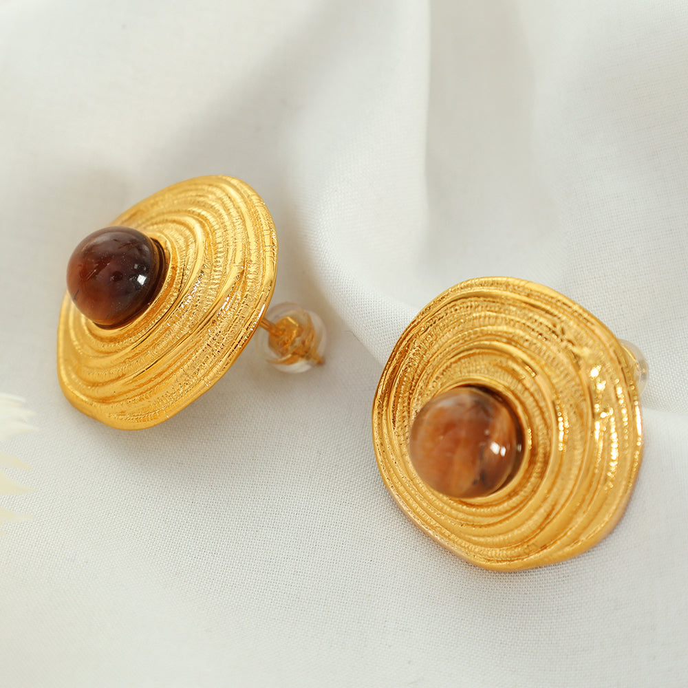 Ohrringe im Tigeraugen Stil aus Stahl - 18k vergoldet | Shop Nory