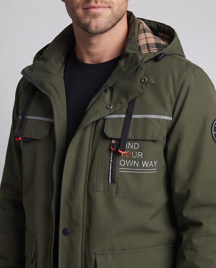 Herren technischer Urban-Parka mit Kapuze, reflektierenden Einsätzen und Multifunktions‑Taschen Shop Nory