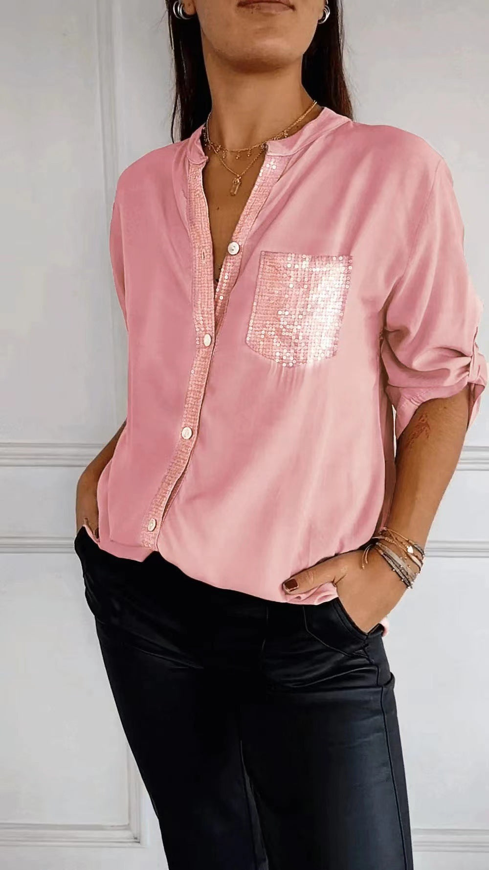 Glitzerbluse Mit Paillettentasche