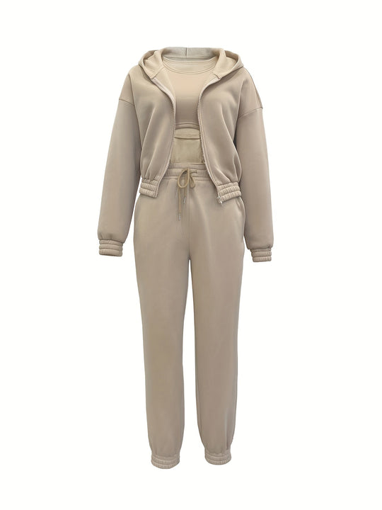 Kapuzenjacke & Tanktop & Jogginghose Drei Teilige Satz Outfits
