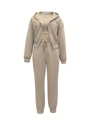 Kapuzenjacke & Tanktop & Jogginghose Drei Teilige Satz Outfits