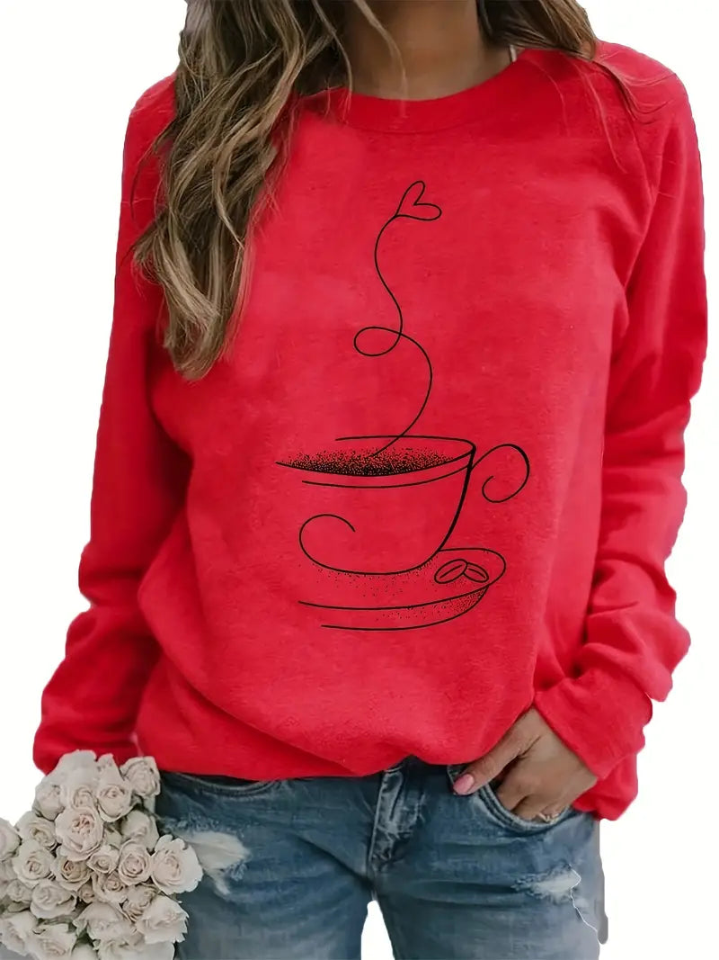 Gemütliches Kaffee Grafisch Sweatshirt