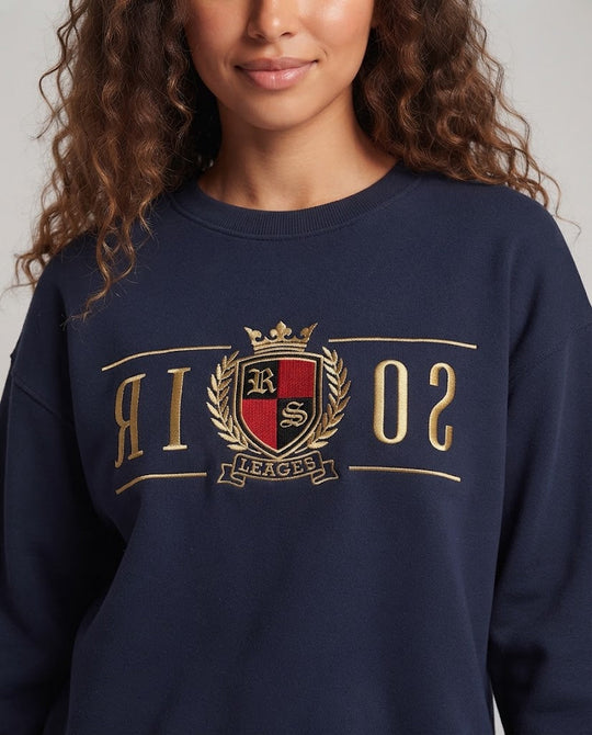 Damen Besticktes Cropped‑Sweatshirt mit Wappenstickerei und kastiger Oversize‑Silhouette Shop Nory