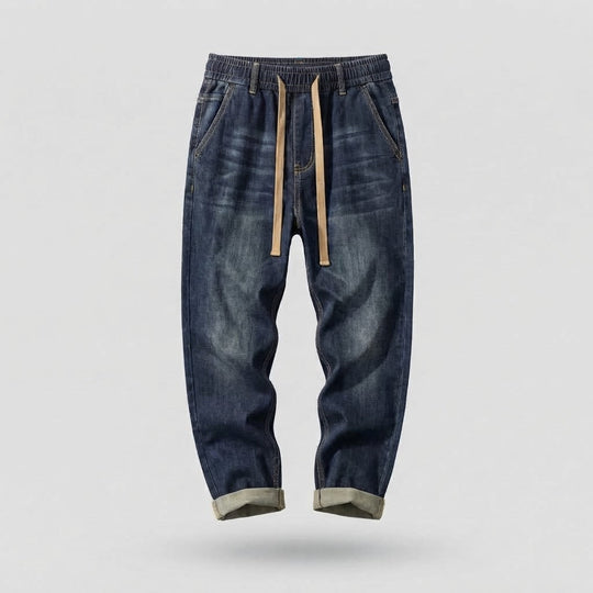 Herren Freizeit Denim Jogginghose mit elastischem Bund und Kordelzug Shop Nory