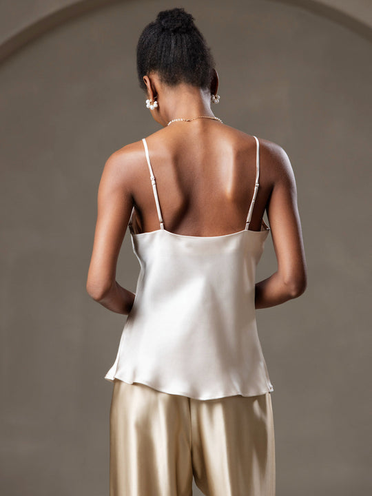 V-Ausschnitt Reine Seide Spaghettiträger Camisole Top