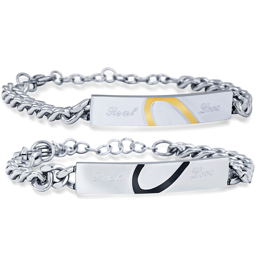 Damen Armband mit gravierbarem Plättchen und stilvollem Kettenmuster Shop Nory