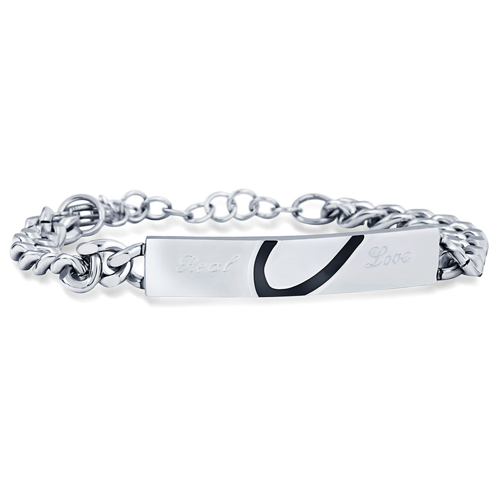 Damen Armband mit gravierbarem Plättchen und stilvollem Kettenmuster Shop Nory