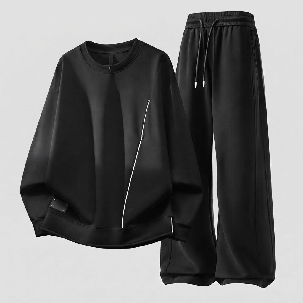 Herren Oversized Freizeitset aus schwerem Baumwollmix mit Rundhalsausschnitt Sweatshirt & weitem Jogginghose Shop nory
