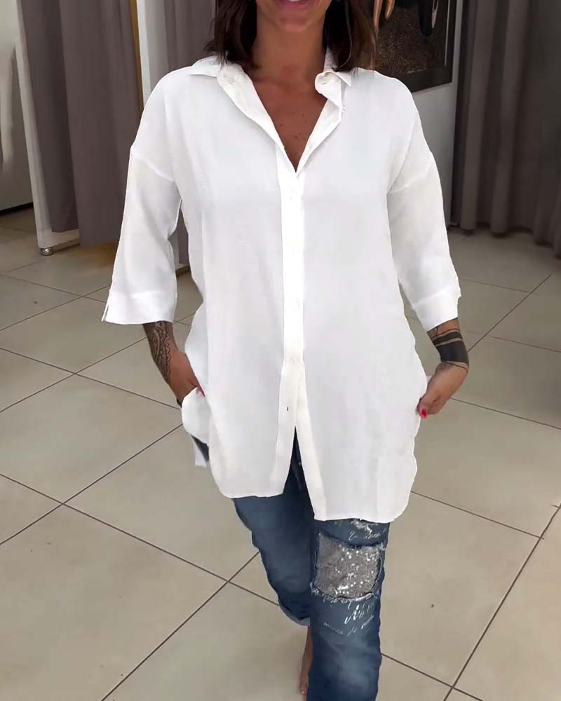 Weiße Bluse Im Oversized Schnitt