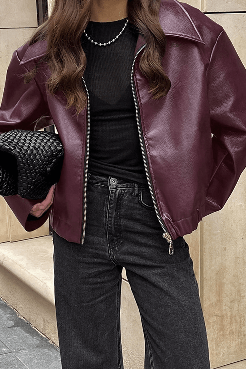 Kurze Kunstlederjacke