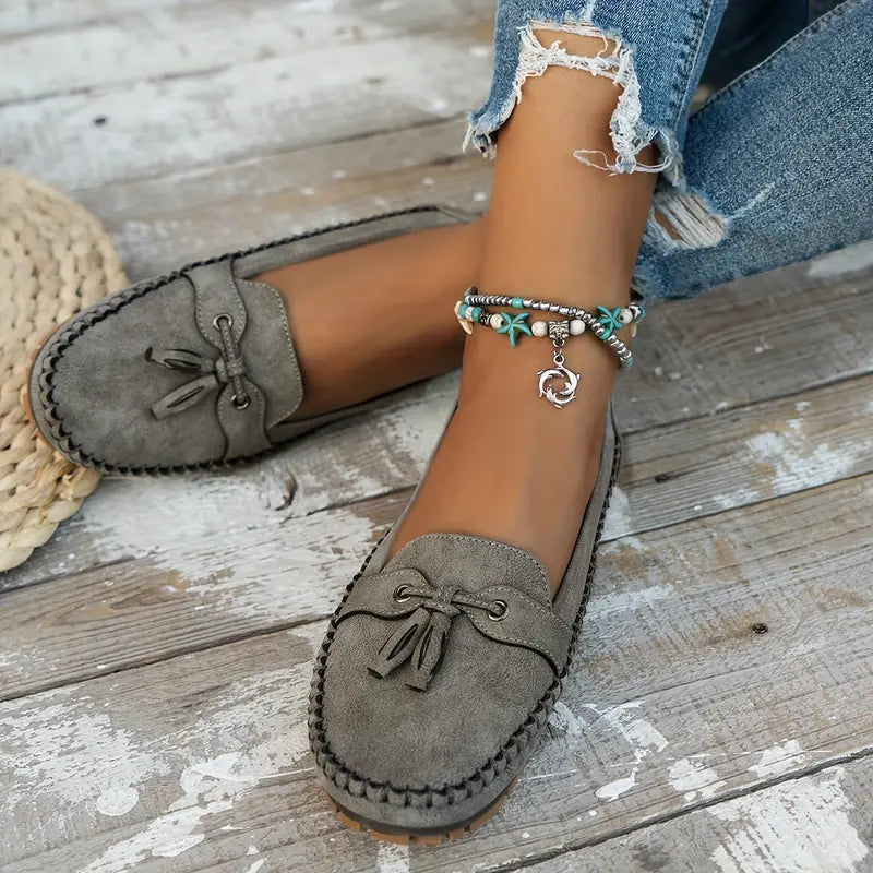 Klassische Wildleder-Loafer mit Quastendetail für Damen