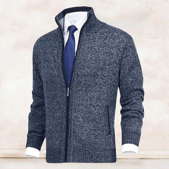 Strickjacke mit Stehkragen und Reißverschluss