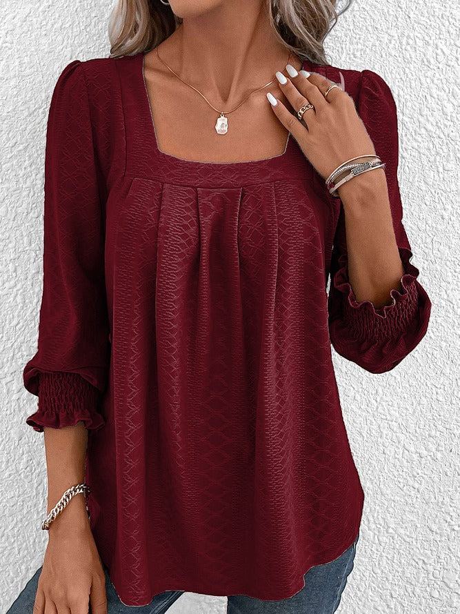 Baumwollbluse Mit Eckigem Ausschnitt