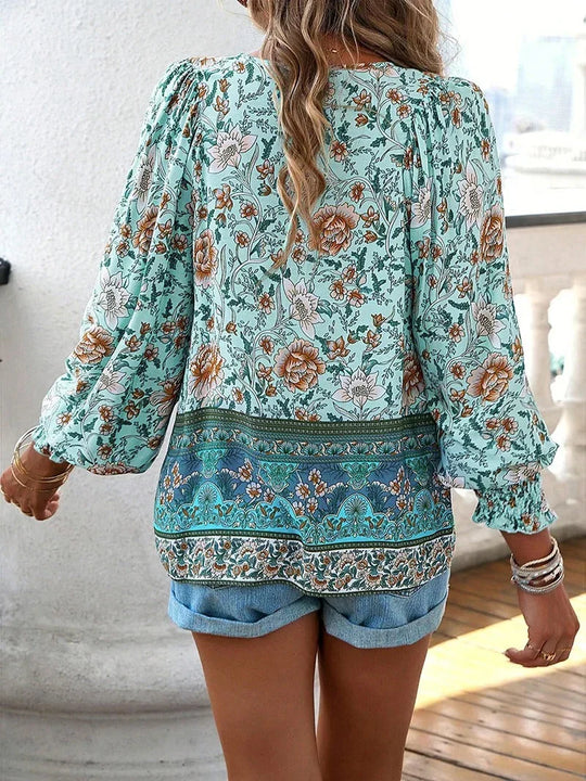 Blumenbluse Mit Langen Ärmeln Für Damen