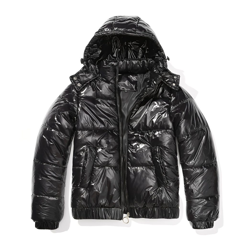 Elegante, glanzvolle Damenjacke mit Kapuze