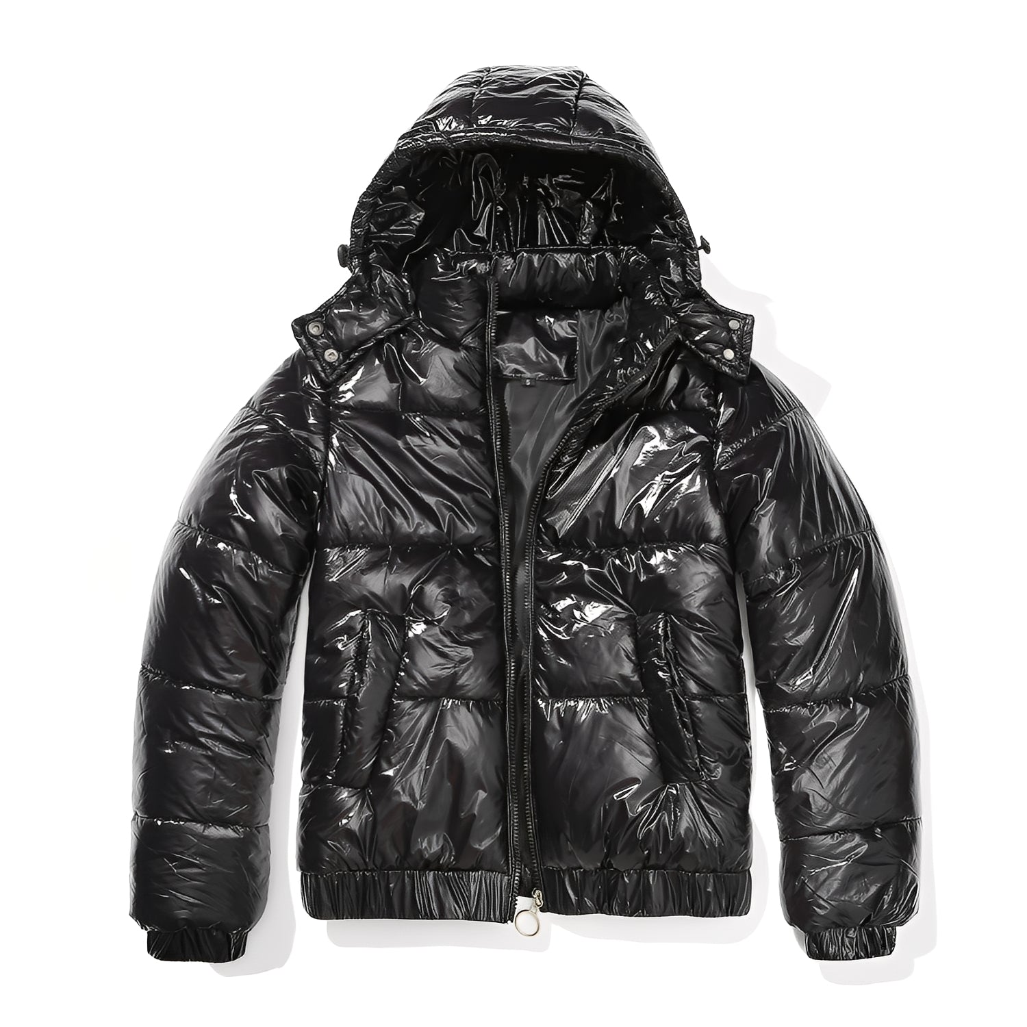Elegante, glanzvolle Damenjacke mit Kapuze