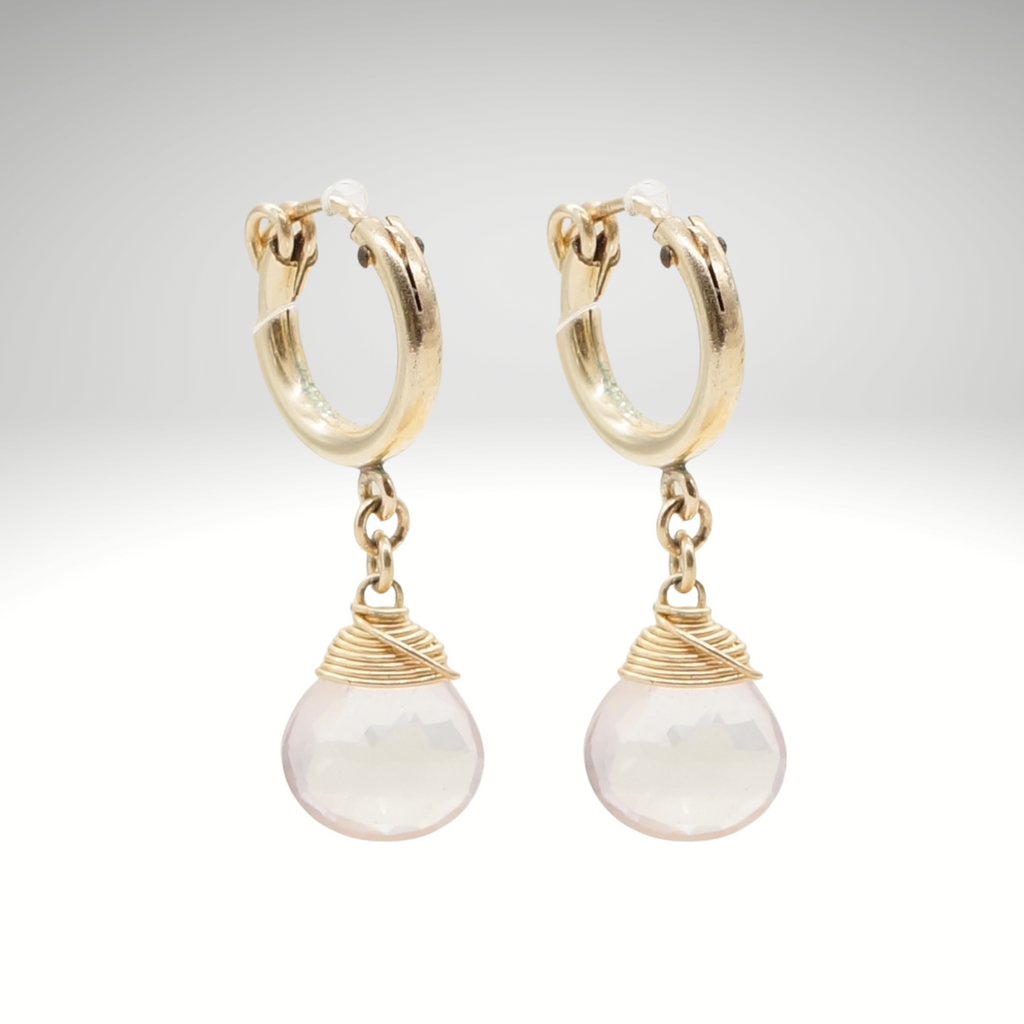 Rose Quartz Geburtsstein/Zodiac Huggie Ohrringe | Shop Nory