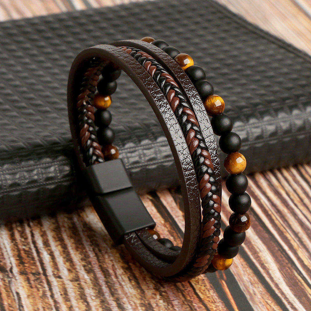 Shopnory | Stilvolles Lederarmband Satz für Herren