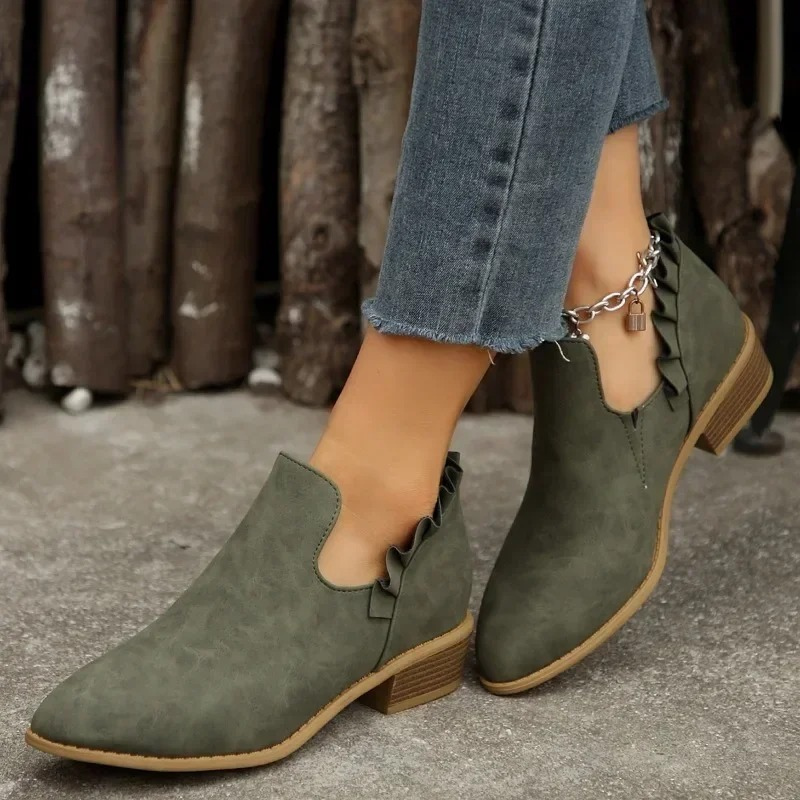 Elina Haltbare und Rutschfeste Stiefelette mit Rüschendetails Shopnory