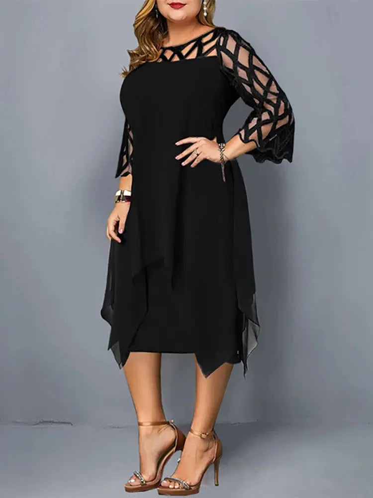 Elegantes Plus Size Spitzen Midi Kleid