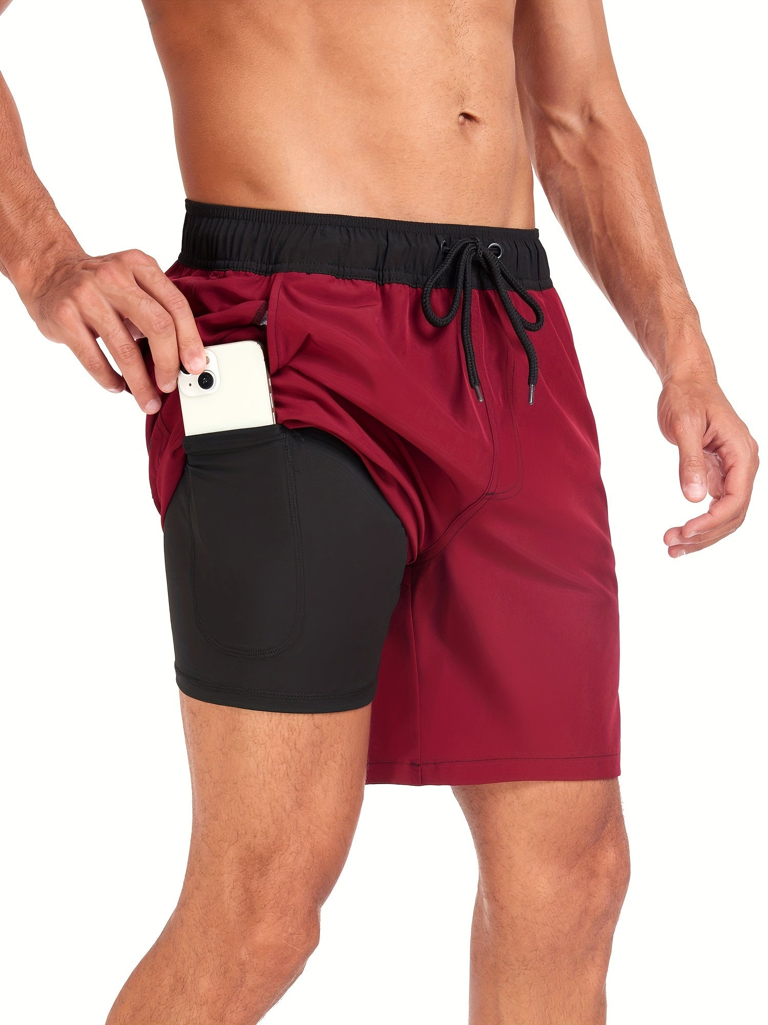 Schnell Trocknende Herren Badehose Doppelschicht Design