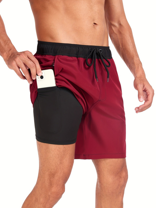 Schnell Trocknende Herren Badehose Doppelschicht Design